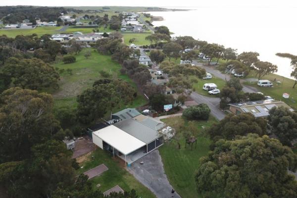 Drone footage of camp kitchen